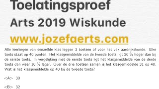 873 Wiskunde vraag 4 2019 Toelatingsproef Arts Vlaanderen [upl. by Tavis]