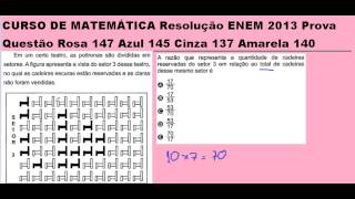 CURSO DE MATEMÁTICA Resolução ENEM 2013 Prova Questão Rosa 147 Azul 145 Cinza 137 Amarela 140 [upl. by Emmet]