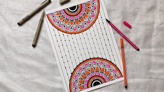 How to Draw Mandala Art  SemiCircle Mandala  How to draw Mandala for Beginners  Easy mandala [upl. by Ocisnarf]