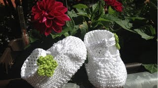 Escarpínes de bebe con correa en crochet  Instrucción zapatitos de BerlinCrochet  Parte4 Adorno [upl. by Torp]