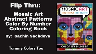 New Release Flip Thru Mosaic Art Abstract Patterns Color By Number Coloring Book [upl. by Leinahtam]