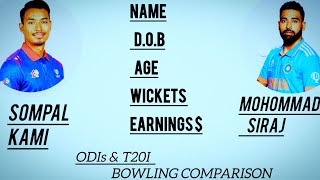 Sompal Kami Vs Mohammad Siraj Bowling Comparison T20I amp ODIs nepvsusa indvsnztest nepvsusa t20i [upl. by Jolyn]