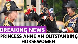 Anne praised as outstanding horsewoman after controlling her horse during trooping the colour [upl. by Ynahteb188]