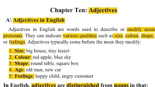 Adjectives in English and Arabic  Exercises  Fourth Year Department of Translation [upl. by Nuhsed798]