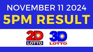 5pm Lotto Result Today November 11 2024  PCSO Swertres Ez2 [upl. by Trager]