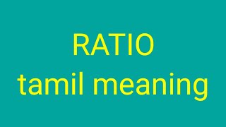 RATIO tamil meaning  சசிகுமார் [upl. by Ahsieker81]