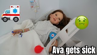 Reborn child doll Ava gets sick and goes to the Hospital in Ambulance [upl. by Jacques]