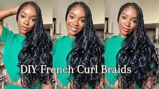 DIY FRENCH CURL BRAIDS  HOW TO KNOT ENDS  Ayya Luxury Braiding Hair  Chavi Allie [upl. by Eatnahc]