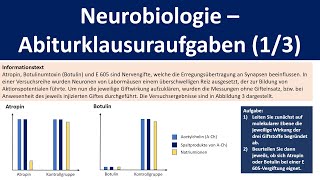 Neurobiologie  Abiturklausuraufgaben Teil 1 Wirkung von Synapsengiften  Biologie Oberstufe [upl. by Gaivn438]