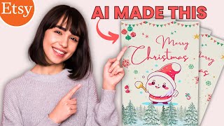 Make Money Selling Printable Christmas Cards On Etsy Using Ai ai christmas makemoneyonline [upl. by Akcirederf]