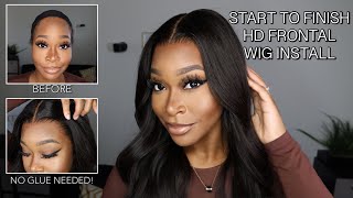 No Glue No Bald Cap HD Ultra Clear Lace Wig Install  Big HEAD Friendly Frontal Wig  Hairvivi [upl. by Kind]