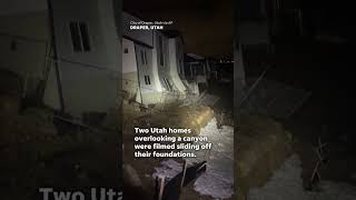 Utah homes slide off foundations fall into canyon Shorts [upl. by Ymerej]