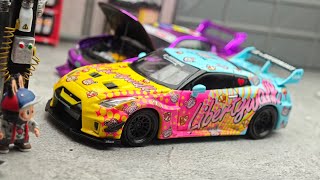 Nissan GTR R35 LBWK Kuma by Mini GT 164  UNBOXING and REVIEW [upl. by Noryv]