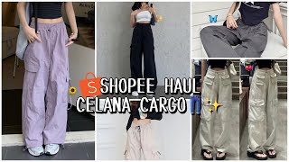 SHOPEE HAUL CELANA CARGO HIJAB FRIENDLY✨  AESTHETIC BANGET [upl. by Ylatfen]