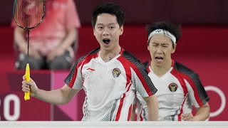 Kevin Sanjaya Sukamuljo Marcus Fernaldi Gideon vs Aaron Chia Soh Wooi Yik  Olimpiade 2021 [upl. by Oberheim674]