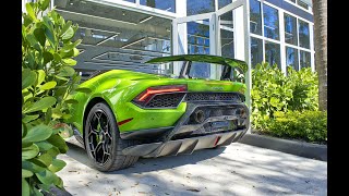 Lamborghini Huracan Performante VS Huracan EVO ANGRY BULLS Start Up  Drive by at Lamborghini Miami [upl. by Lister]