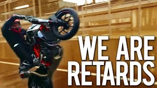 WE ARE RETARDS  SUPERMOTO  STOPPIES  BURNOUTS  50 CCM  BETA RR  CPI SM [upl. by Enoyrt509]