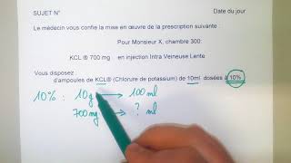 Calcul PM Medicament dosé à 10 [upl. by Werdnael987]