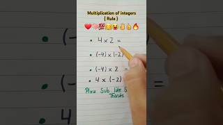 Multiplication of integers  Rule 🧠❤💯👍 maths multiplication integers mathstricks foryou [upl. by Madda]