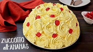 TORTA ZUCCOTTO ALLANANAS SENZA COTTURA Ricetta Facile  No Bake Pineapple Rose Cake Easy Recipe [upl. by Ariadne817]