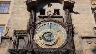 Prague astronomical clock strikes noon [upl. by Arracat]