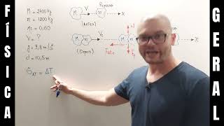 242 Física I  Exercício  Momento Linear  Colisão Inelástica  MoysésVol01Cap09Exe09 [upl. by Joliet]