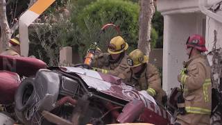 HELICOPTER CRASHES INTO HOUSE IN NEWPORT BEACH CALIFORNIA [upl. by Renee978]