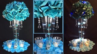 Turquoise Tall Lit Glamorous Wedding Centerpiece  99 Cent Haul Five Great New Finds [upl. by Fairman]