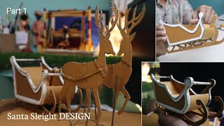 Christmas DIY Craft  How to make Cardboard Santas Sleigh and Reindeer part 1 [upl. by Herold]