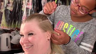 12yearold Onnaslay braiding woman’s hair for the first time [upl. by Nylarad]