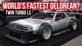 700hp Kyza Widebody Twin Turbo LS DeLorean on Bags [upl. by Enitsahc]