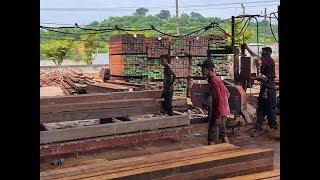 WoodMizer LT15 Sawmill cutting Merbau in Indonesia [upl. by Atsedom773]