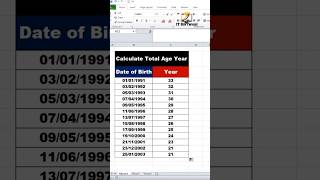 Use to DATEDIF Function in Excel 🔥  Excel For Fresher  Find Age in Years in Excel  excel short [upl. by Walters]