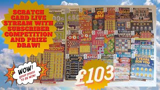 Scratch Card Live Stream £103 of cards lots of fun and hopefully lots of winners 😊🤣 [upl. by Lairea]