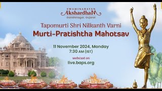 Tapomurti Shri Nilkanth Varni MurtiPratishtha Mahotsav Akshardham Gandhinagar India 11 Nov 2024 [upl. by Liba]