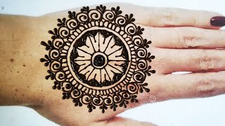 Very easy simple mandala mehndi design back hand mehndi design [upl. by Aerbma]