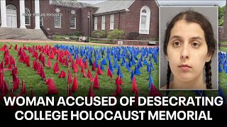 Woman accused of desecrating University of Delaware Holocaust memorial [upl. by Eivets]