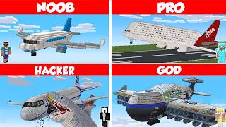 Minecraft AIRPLANE HOUSE BUILD CHALLENGE  NOOB vs PRO vs HACKER vs GOD  Animation [upl. by Isiad]