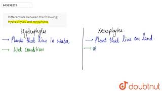 Differentiate between the followingHydrophytes and xerophytes  6  PRACTICE ASSIGNMENT  BIOLO [upl. by Magree]