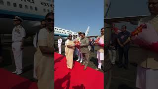 President Of India Droupadi Murmu Arrives At INS Hansa [upl. by Dagnah]