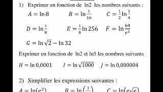 exercice de simplification avec LOGARITHME et EXPONENTIELLE [upl. by Elkraps479]