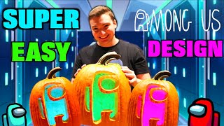 AMONG US PUMPKIN ART  TUTORIAL  SUPER EASY [upl. by Reffinnej]