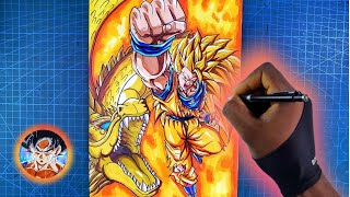 How to Draw Goku Super saiyan 3 Dragon Fist 👊  Dragonball [upl. by Haleak]