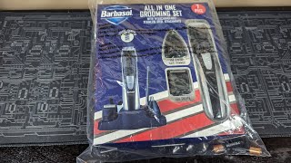 Barbasol all in one Grooming Set 7 piece unboxing [upl. by Yelrak]