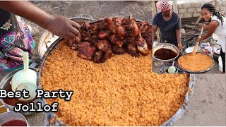 How to COOK the Perfect PARTY JOLLOF RICE with Fried CHICKEN  Tips for best Crowd pleasing Ghana [upl. by Drida]