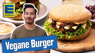 Veganes Burger Rezept  Bohnenburger Patties amp Soße selber machen [upl. by Jamilla]