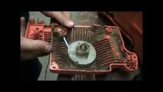 Replacing the Starter Roper on a Husqvarna 55 Chainsaw [upl. by Ibloc]