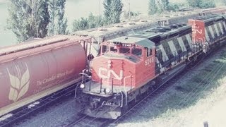 CP Rail  CN Canadian National  SD40  Freight Trains  Thompson Fraser Canyon in the 90s   11 [upl. by Ahsaya587]