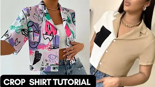 Camp Collar Tutorial  Crop Shirt with Notched Collar [upl. by Bust]