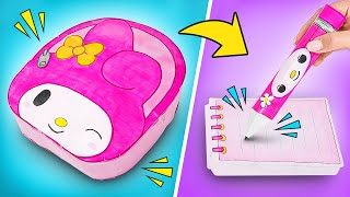 DIY Paper Squishies 🌸 My Melody School Supplies  Fun Crafts [upl. by Kimbell]